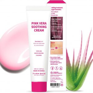 FARMSKIN Pink Vera Soothing Cream (100ml, 3.38oz) – Korean Skincare Moisturizer for Face & Body/Aloe Vera for Sunburn Relief/Non-Greasy/Korean Skin Care