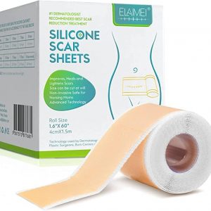 Wifamy Silicone Scar Sheets(1.6” x 60”Roll-1.5M) – Soft Silicone Gel Scar Tape Painless Silicone Tape Roll – Effective Silicone Scar Removal Strips Sheets for C-Section & Keloid Surgery, Burn, Acne