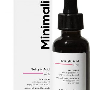 Minimalist 2% Salicylic Acid Serum For Oily Skin, Acne, Blackheads & Open Pores | Reduces Excess Oil & Bumpy Texture | BHA Based Exfoliant for Acne Prone or Oily Skin | 30ml